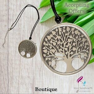 Boutique - Tree of Life and Love Pendant - Necklace braided Leather